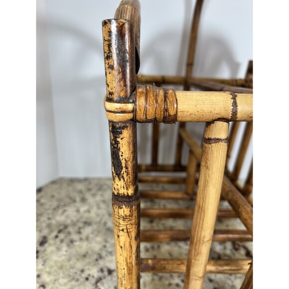 Bamboo Magazine Rack Mid Century Modern Turtle Shell Bamboo Hollywood Regency. - Picture 9 of 15